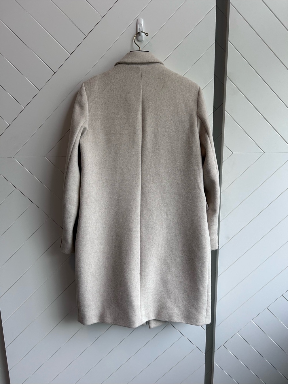 Women’s Vero Moda Double-Breasted Cream colored wool blend Coat size L - Picture 2 of 15